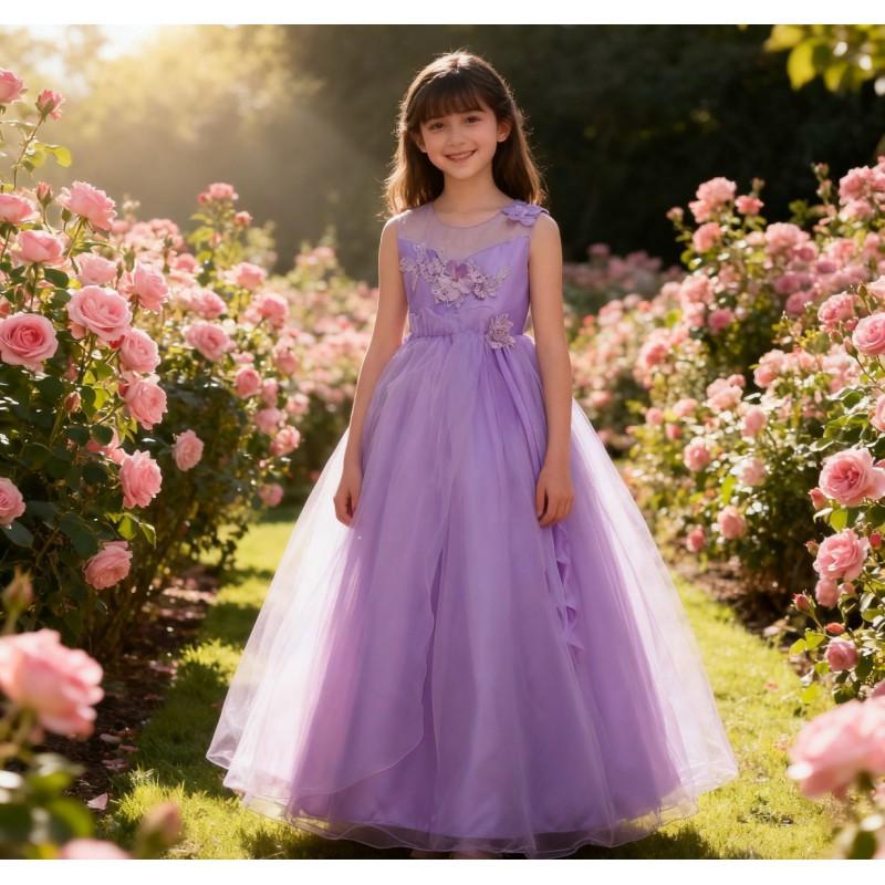 Girls Long Princess Dress Kids Piano Performance Party Gown Formal Occasion Wear 120-170cm