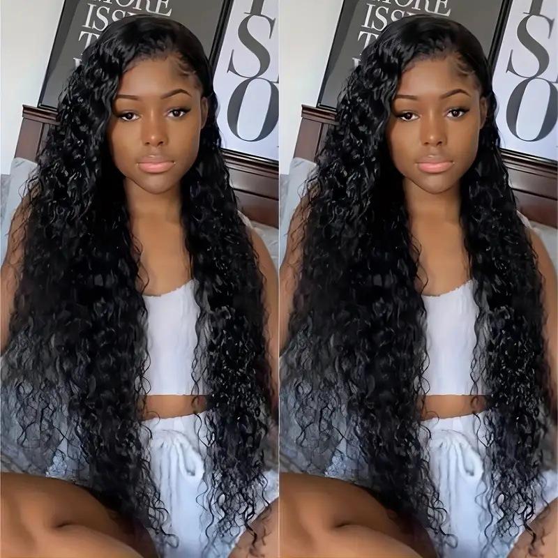 Fashion front lace 13*4 chemical fiber headgear African hot selling small coiled tube long curly wig