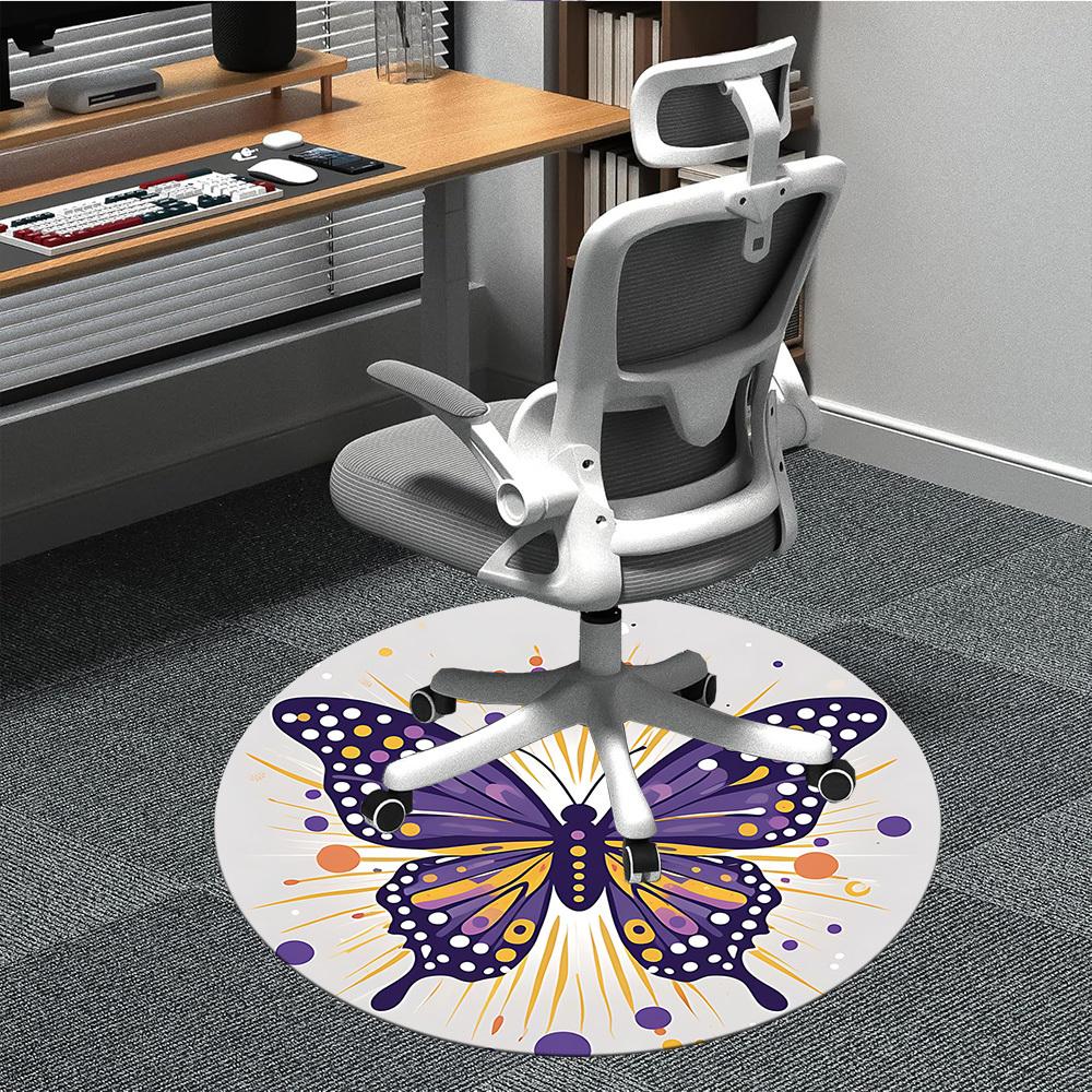 1pc Butterfly Decor Chair Carpet for Office, Non slip, Soft and Durable Office Rug for Interior Decoration
