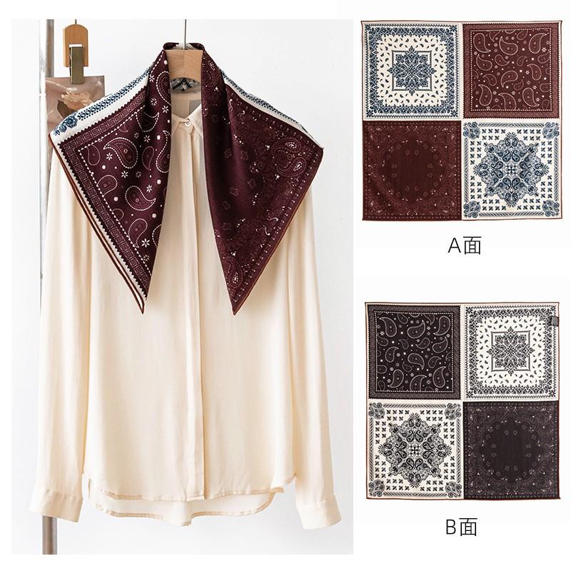 Womens Wool Square Scarf Printed Double-sided Shawl Elegant Commute Accessory Fashion Versatile