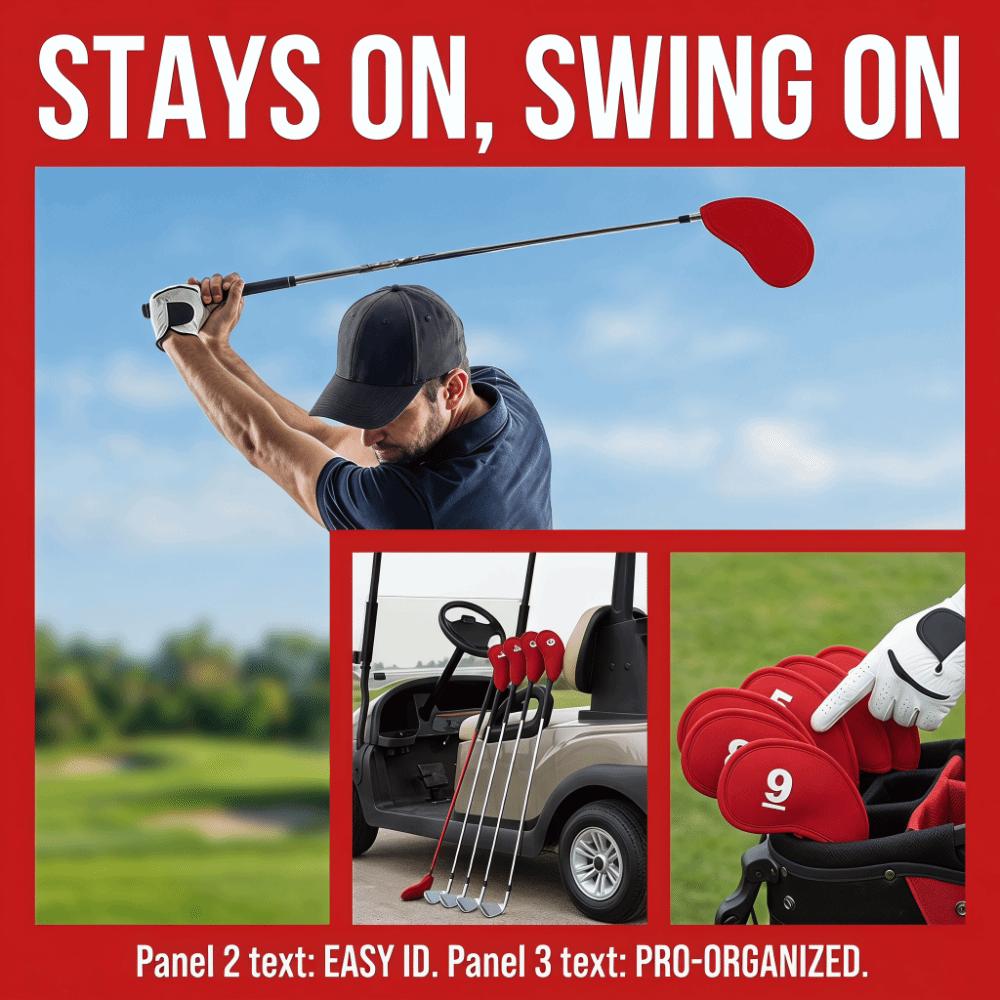 10pcs EVA Surface Golf Iron Head Covers Durable Fabric Head Protect Cover Fits Most Iron Clubs