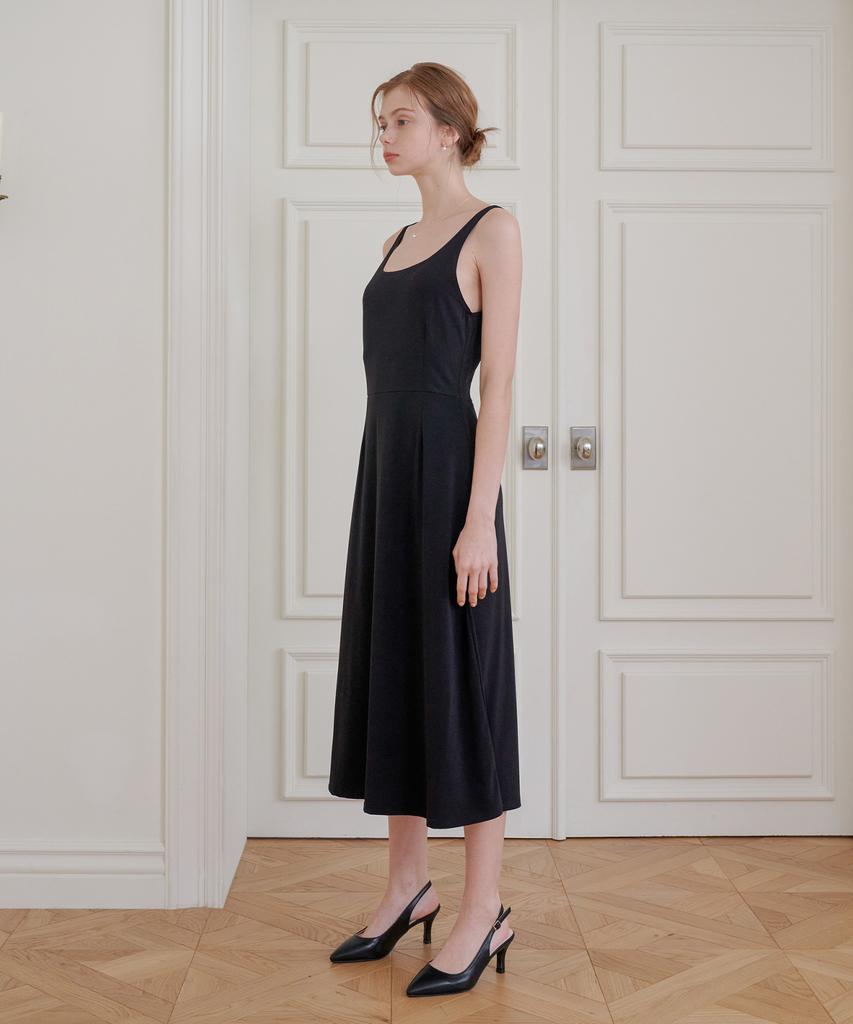 Bye Bye Seop U-Neck Sleeveless Long Dress Black [T41]