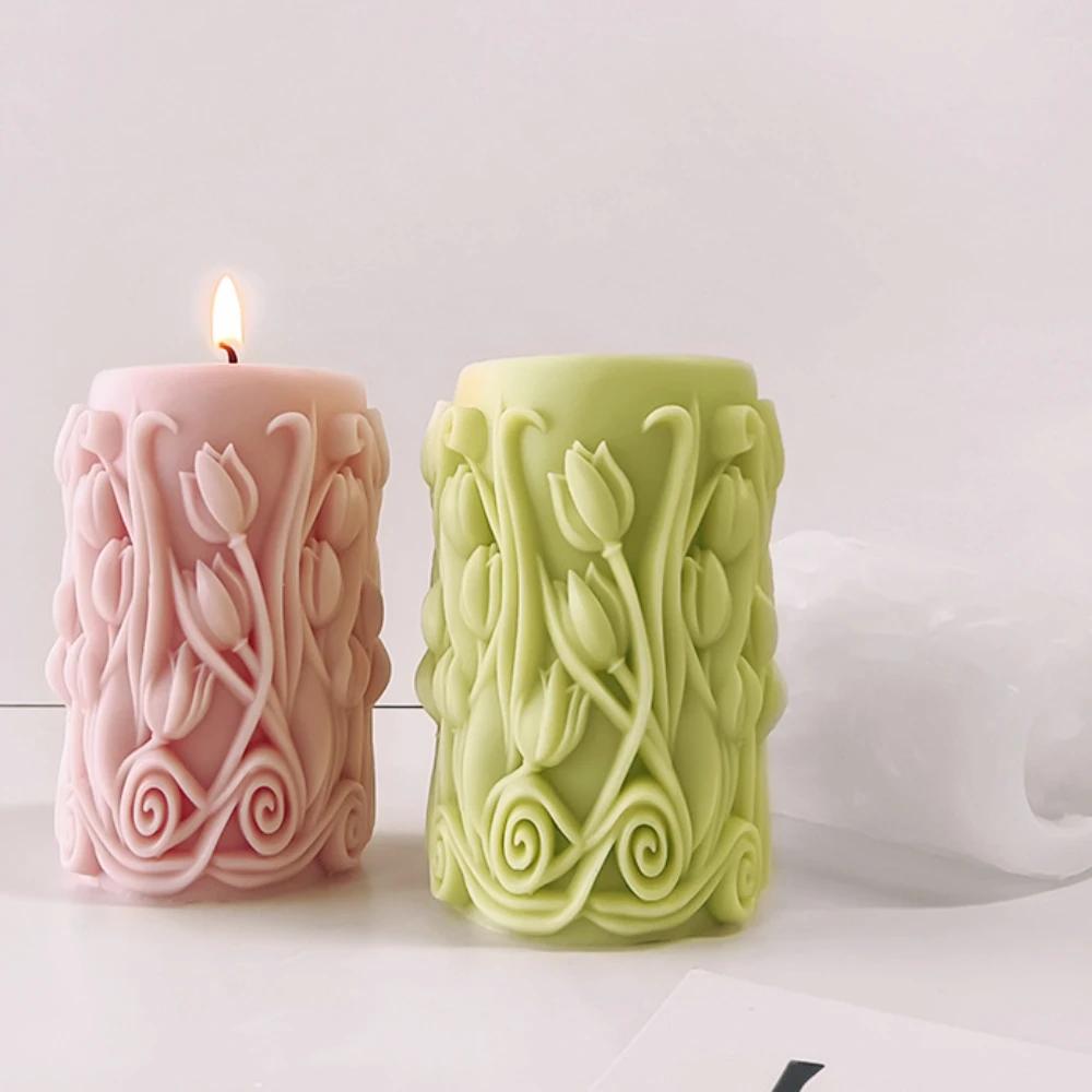Tulip Sunflower Column Flower Candle Silicone Mold DIY Candle Making Tool