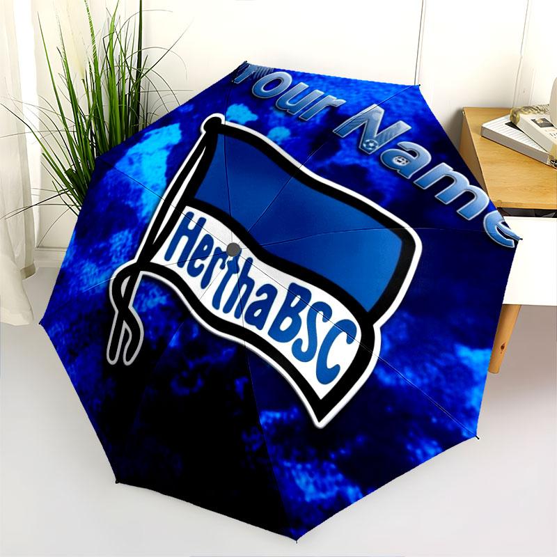 1 PC Automatic Folding Umbrella - Hertha BSC Custom Name Pattern, Portable & Foldable Design with 8 Ribs, Christmas Birthday Gifts