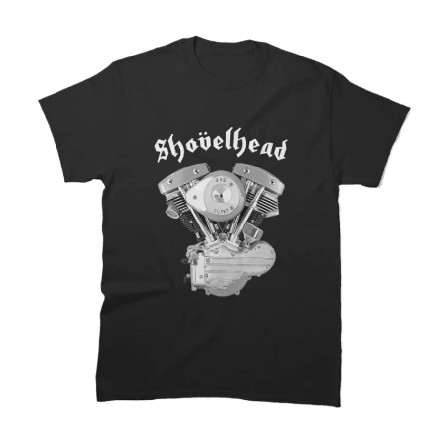 Американский мотоцикл VTwin Shovelhead Двигатель Мотоциклист Футболка 100% Хлопок Круглый вырез Короткий рукав Повседневная мужская футболка Размер S3XL