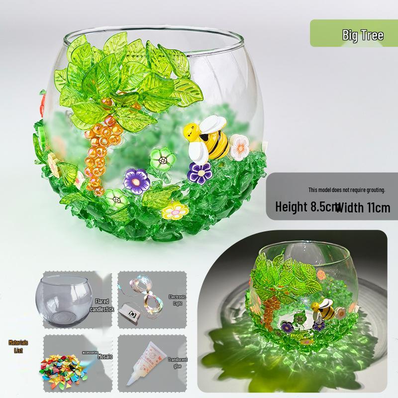 Набор для изготовления подсвечника из стеклянной мозаики: Развивающая игрушка ручной работы для родителей и детей на День защиты детей