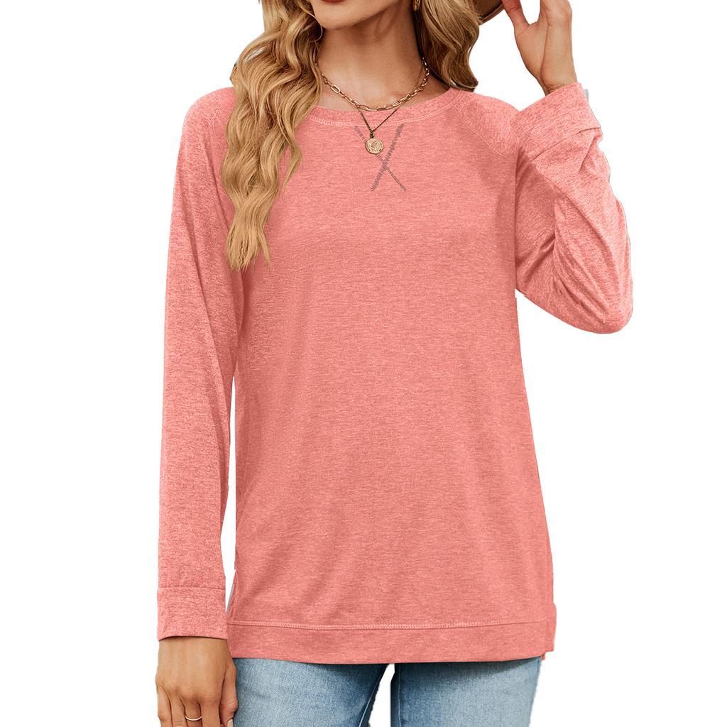 Женские длинные футболки, свободные модные женские топы с круглым вырезом, универсальные повседневные женские рубашки