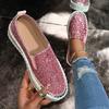 Fashion Women's Bling Rhinestone Decor Flats Comfort Thick Sole Slip On Casual Shoes Woman Fashion Gold Silver Glitter Platform Loafers