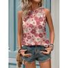 2024 New Abstract Flower Print Women's Tank Top Everyday Casual Women's Sleeveless Top Street Fashion Women's Crewneck Tank Top