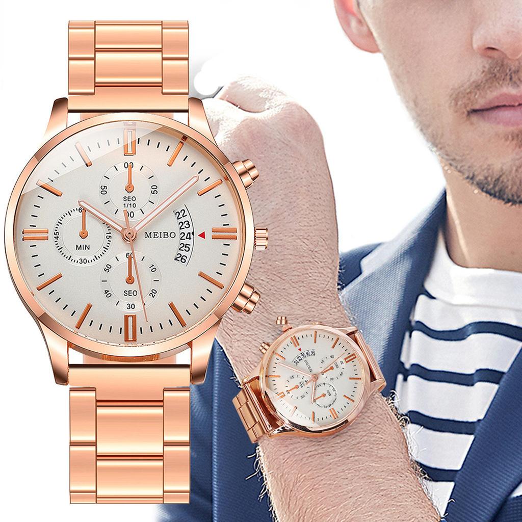 Мужские модные часы из нержавеющей стали с датой, водонепроницаемые наручные часы с хронографом, водонепроницаемые часы из нержавеющей стали