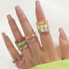 Resin Charms Small Kids Ring Colorful Fruit Plant Printed Circle Ring Women's Wedding Party Jewelry Anillos Gift For Friends