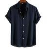 2024 Men's Summer Casual Hawaiian Short-Sleeve Solid Shirt