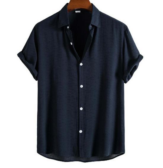 2024 Men's Summer Casual Hawaiian Short-Sleeve Solid Shirt