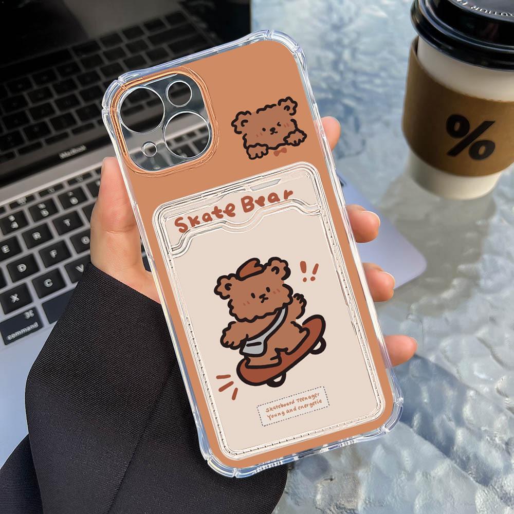Card Phone Case for iPhone 11 13 XR 15 14 Pro Max iPhone 12 16 7 8 Plus XS Max Samsung S24 S23 A15 A55 A05 A54 Redmi 12 13C 13 9 Cartoon Protection