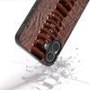 ABEEL For iPhone 16 Case Crocodile Texture Genuine Cow Leather Coated Phone Cover