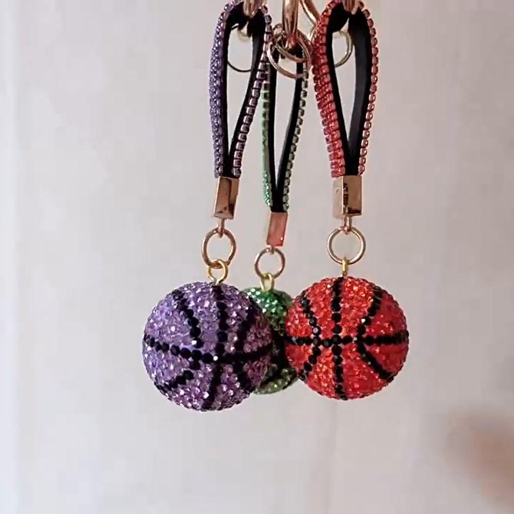 Круглая бусина Баскетбольная подвеска Стразы Спортивный брелок Подарочный брелок Баскетбольный мяч унисекс