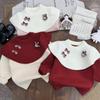Свитер вязаный с красным бантом и оборками для девочки - Круглый вырез, Коллекция Осень/Зима