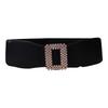 Black Waist Seal Elastic Elastic Diamond Set White Belt Women'S Decoration With Skirt Dress Clothes Wide Skirt