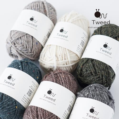 Пряжа Knitworm Tweed, Сверхтяжелая, 6 мотков пряжи из натуральной шерсти, 30 г (50m), Все цвета