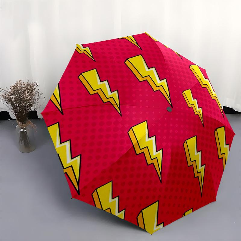 1pc Lightning Bolts Pattern Umbrella with Plastic Handle,Suitable for All Seasons Home Travel Outdoor Umbrellaptys31008