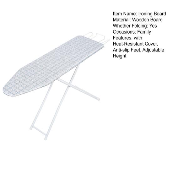 Desktop Ironing Board Board Full-Size Foldable Household Extended Stable Iron Outside with Heat-Resistant Cover (42 inch Blue Plaid Pattern) Wooden