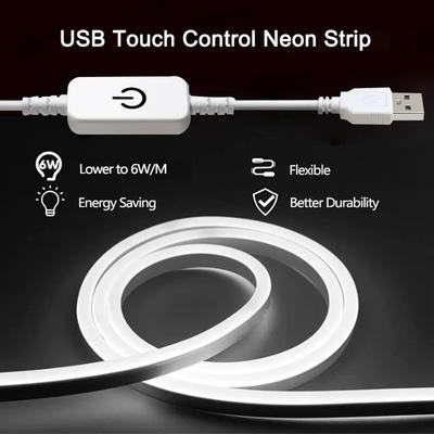 Сенсорные неоновые светодиодные ленты USB 5 В с регулируемой яркостью 120 светодиодов/м DIY домашний декор гибкая лента неоновые вывески пояс водонепроницаемый светильник лампа