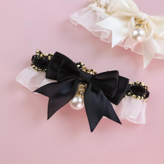 Показать уникальный шарм, привлекательный отличный дизайн с застежкой-лобстером, ошейник для домашних животных с бантом и подвеской из искусственного жемчуга в виде кошки