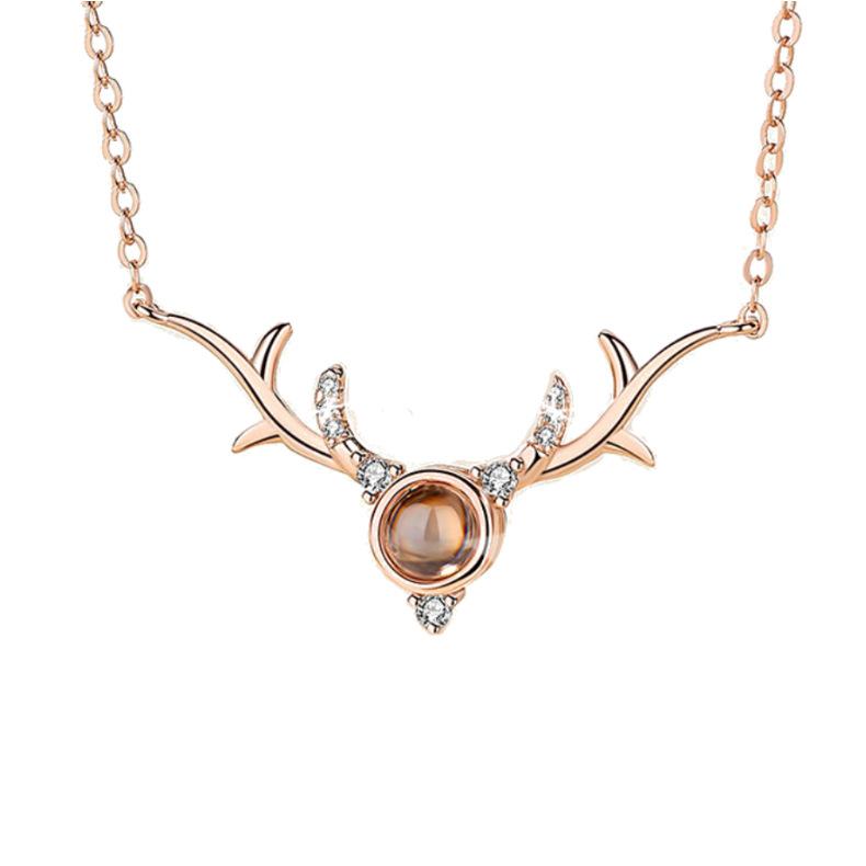 Yilu You Project Ожерелье для женщин Японский и корейский Простые студенты Mori Tie Маленький кулон в виде рогов лося Цепочка на ключицу Цепочка на шею