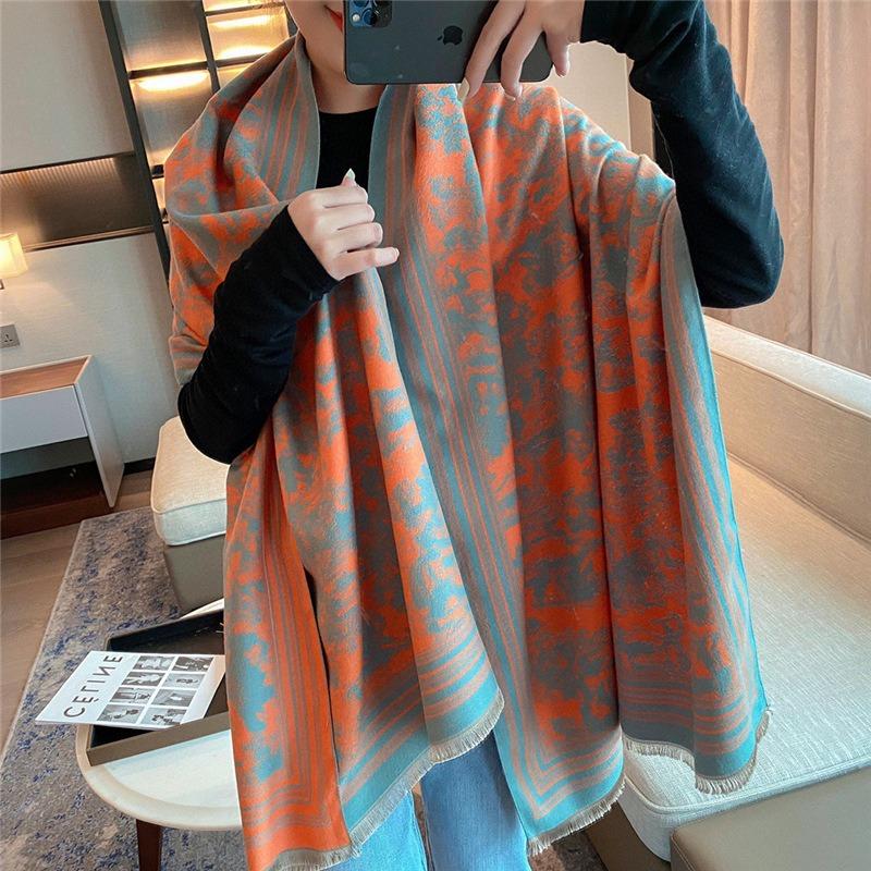 New Imitation Cashmere Scarf Women's Zoo Jacquard Decorative Shawl Scarf Thickened Warm Scarf