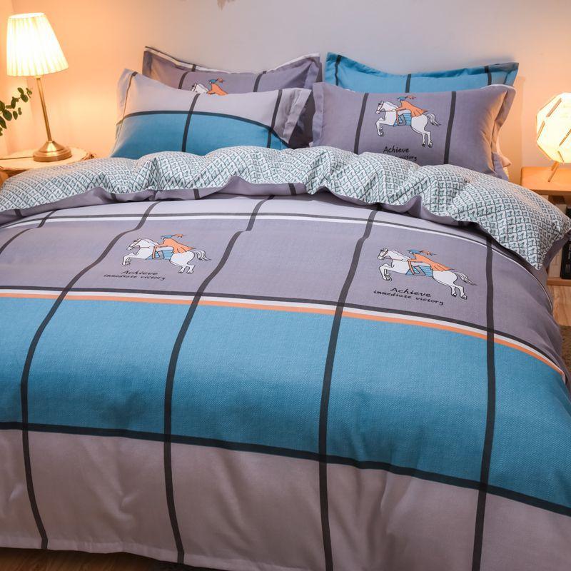 Комплект из четырех простыней, постельное белье, пододеяльник из стираного хлопка с пескоструйной обработкой, простыня, односпальное одеяло для спальни, комплект из трех предметов