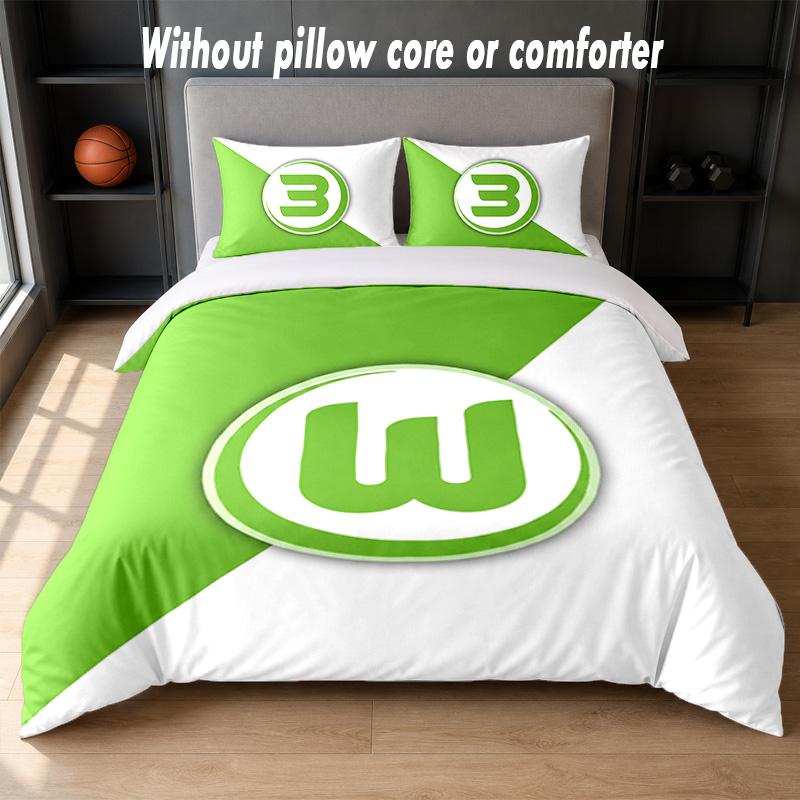 VfL Wolfsburg FC Design Bed Bedding Set 1 Duvet Cover + 2 Pillowcases Soft Breathable Household Bed Linens