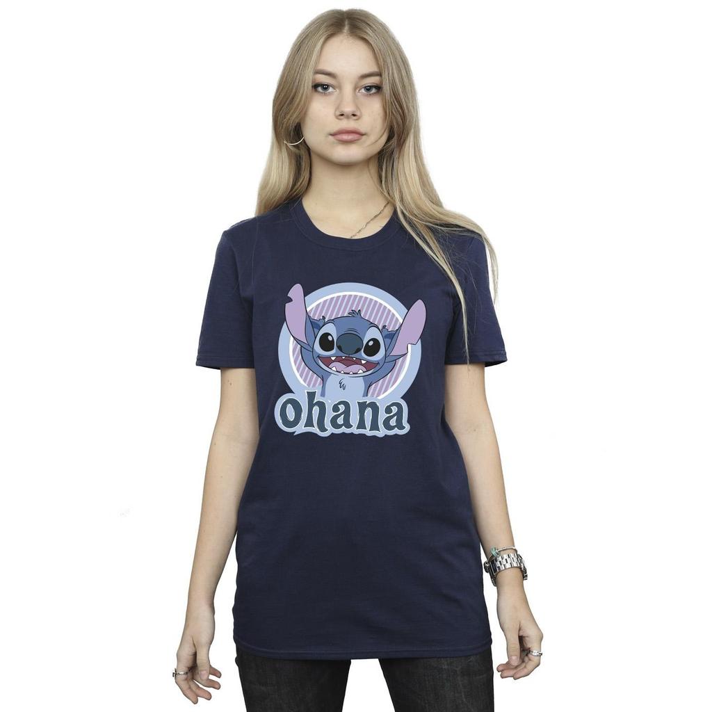 Disney Womens/Ladies Lilo And Stitch Ohana Circle Cotton Boyfriend T-Shirt