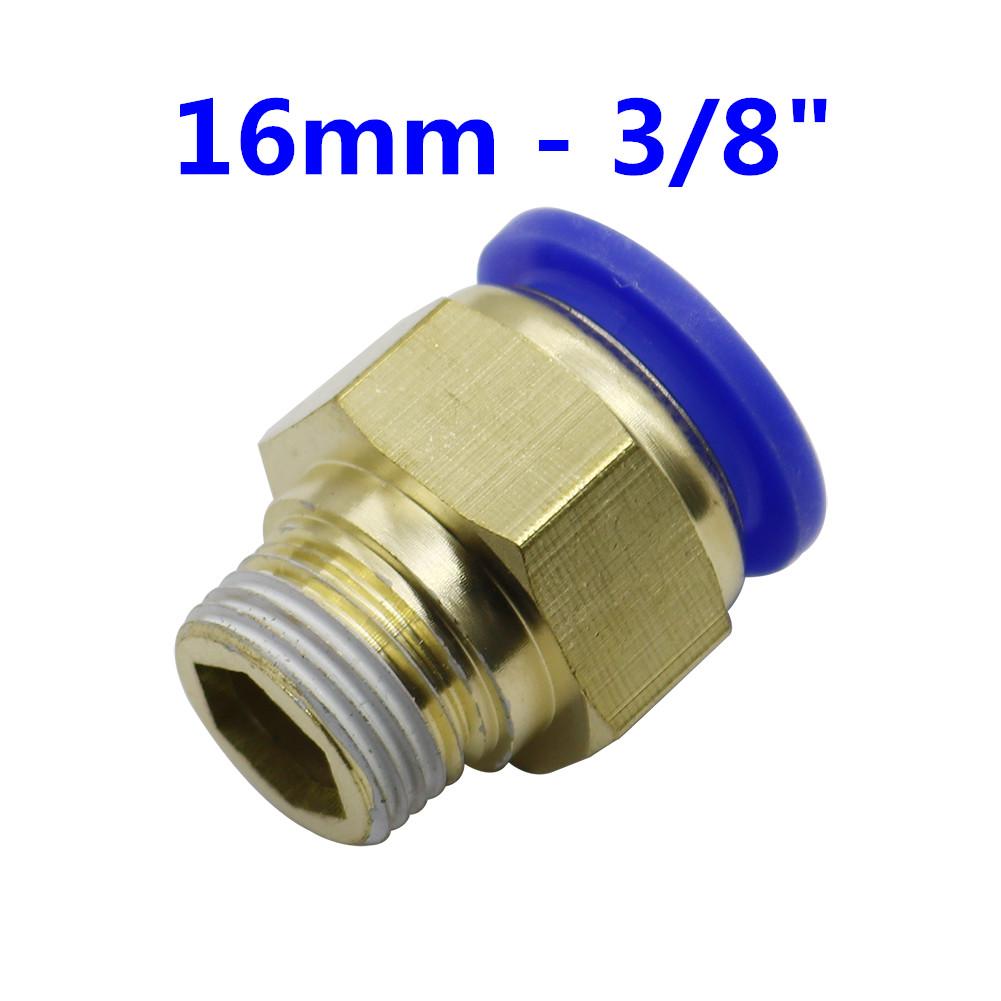 Air Pneumatic 14mm 16mm Hose Tube 1/4" 1/8" 3/8" 1/2" 3/4" Male Thread Air Pipe Connector Quick Coupling Brass Fitting 1 Pcs