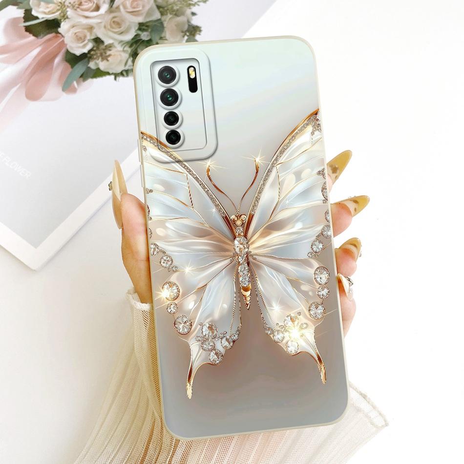 For Huawei Nova 7 SE 5G / P40 Lite (5G) CDY-NX9A CDY-NX9B Cute Cat Flower Cartoon Phone Case Shockproof Soft Silicone Bumpers