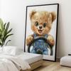 Smiling Teddy Bear Behind The Steering Wheel Smiling Teddy Bear Behind The Steering Wheel, 50X70 Cm, Black Aluminum Frame, 230 Gsm Matte Paper