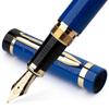 Wordsworth Black Finest Premium Metal Fountain Pen Primory 24 Fountain Pen Ink Cartridges 24K Gold Finish 18K Gold Plated Medium Nib Suitable for Both