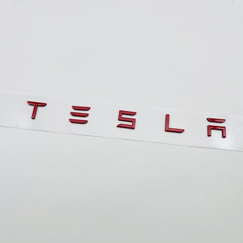 mghxj4 3D ABS Letters Tesla Logo Carbon Chrome Black Red Badge Car Rear Trunk Stickers For Tesla Model 3 Y X S Back Decals Accessories