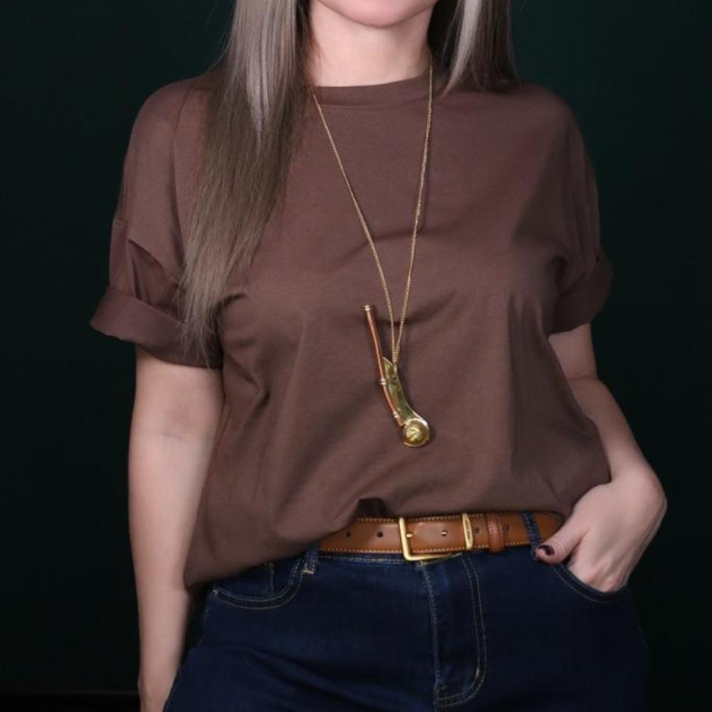 Свисток из цельной латуни и меди с цепочкой – подарок на морскую тематику ручной работы, 10 см