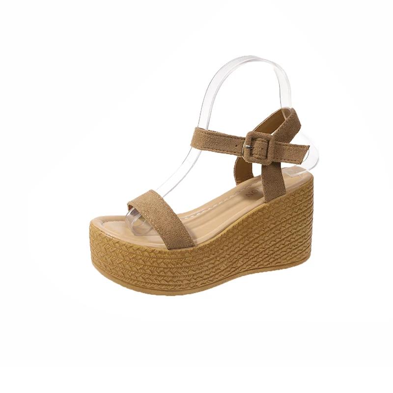 Women Leisure Wedges Heeled Shoes Fashion Summer New Sandals Black Party Platform High Heels Shoe Sandalias Mujer Size 42