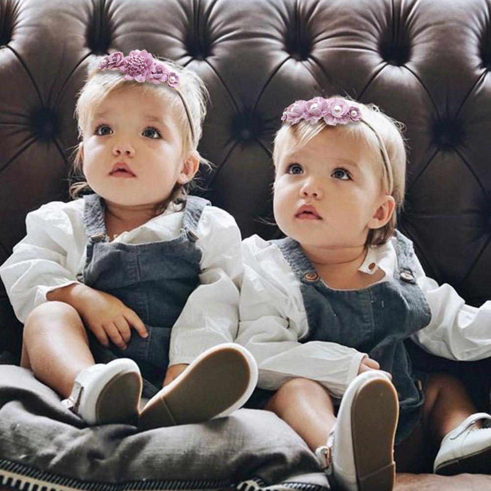 Эластичный головной убор Жемчуг Стразы Детская повязка на голову Повязка на голову для малыша Головной убор для новорожденного Цветок Заколка для волос