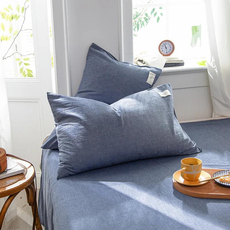 1 Pair Solid Color Plaid Printed Pillowcase Soft Cotton Throw Pillows Covers 30x50 40x60 48x74 Cushion Case for Bed Home Decor