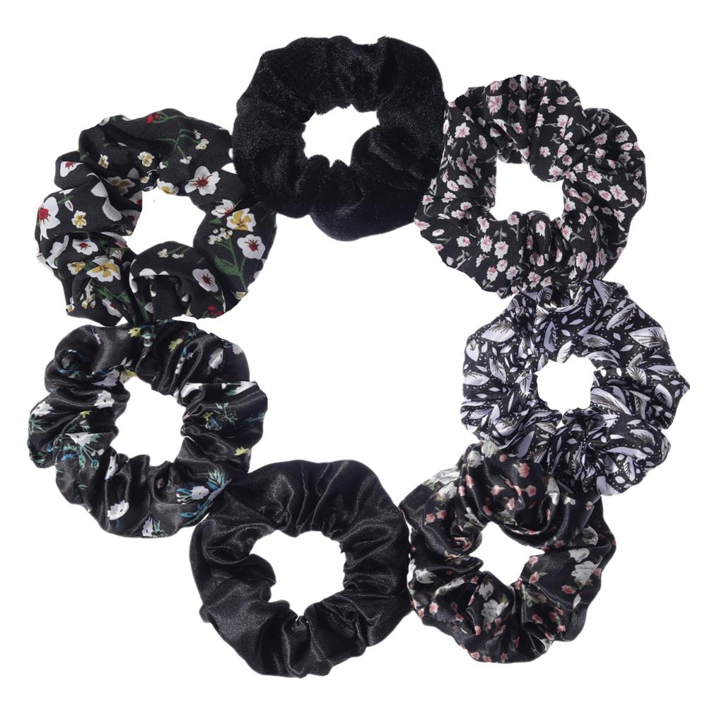 7 шт./набор Женские резинки для волос Набор Плюшевые Однотонные для Девочек Держатель для Хвоста Принт Цветочный Мелкий Цветок Завязки Аксессуары