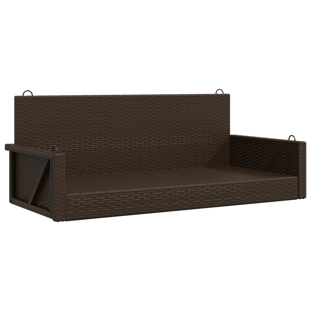 Hanging Swing Bench Brown 119x56x48 cm Poly Rattan