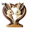 Solid Wood Holiday Table Decor Wooden Animal Ornament with Stable Base, Double Layer Carved Figurine, Handcrafted Carving Gifts Heart Shape Sculpture