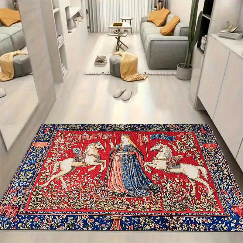 Medieval-style vintage patterned rug, suitable for living room, bedroom, game room, computer room and home décor.