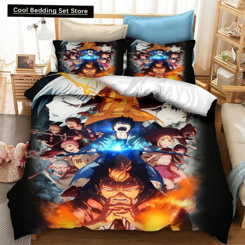 Fashion 3D Printing Anime Blue Exorcist Bedding Set Duvet Covers Pillowcases One Piece Comforter Bedding Sets Bedclothes Bed