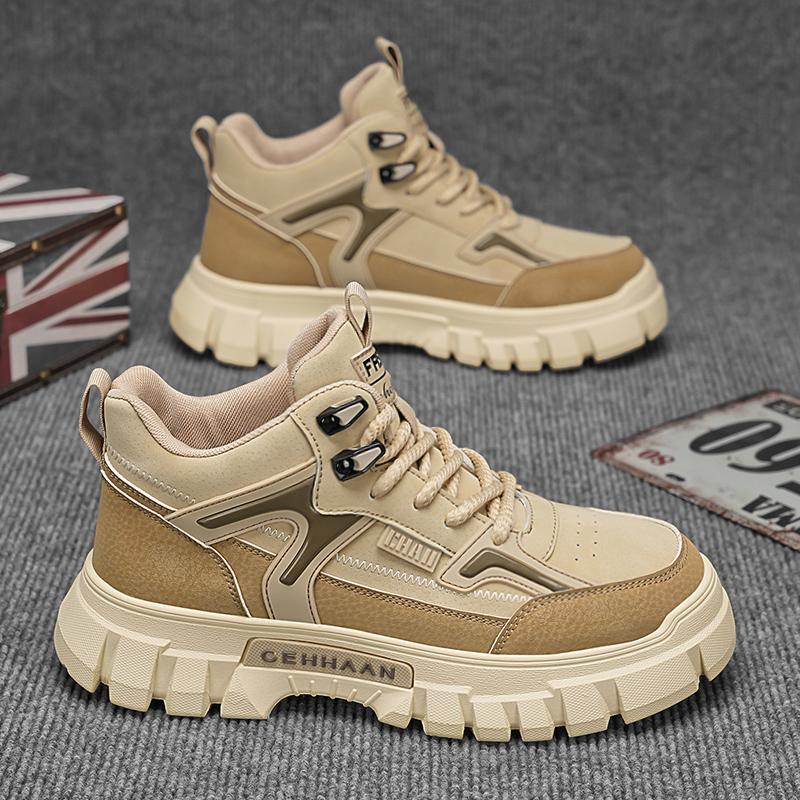 Новые спортивные туфли мужские удобные PU кожа толстая подошва высокие мужские кроссовки дизайнерские мужские беговые Tide молодежная сетчатая обувь для мужчин