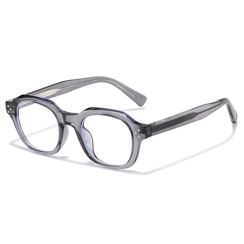 Stylish new retro square anti-blue glasses frame, can be equipped with myopia pin temple men's and women's flat glasses