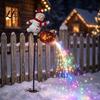 Christmas Snowman Yard Decorations Garden Stake Light, 3D Santa/Snowman Holding Glowing Cauldron Festive Holiday Pathway Lights Lamp, Waterproof