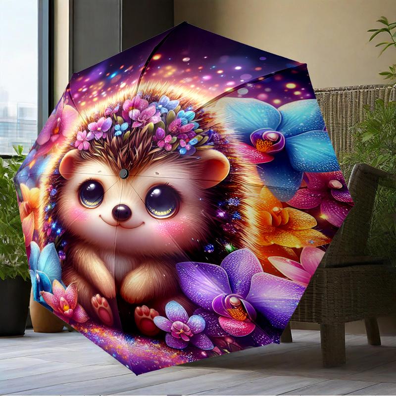 Sleepy Hedgehog Dreams Umbrella Folding umbrella, automatic umbrella 8-Frame for Travel, camping Use Gift for Halloween Christmas